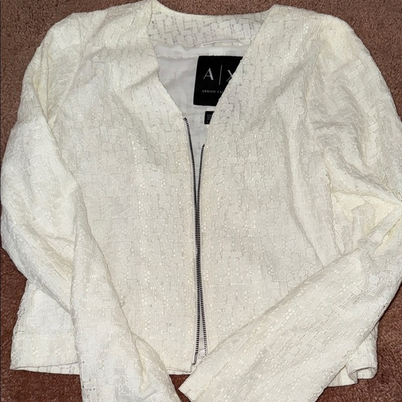 Armani Exchange Women's Ivory Textured Suit Jacket - Picture 1 of 3
